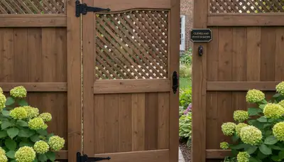 Custom gate and fence installation by professional landscapers in Cleveland, OH enhancing curb appeal