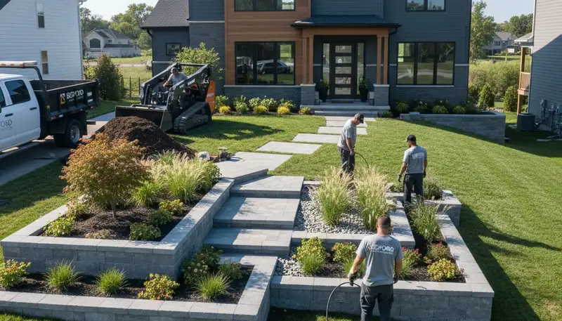 Landscaping crew serving Cleveland, OH with professional lawn and garden care