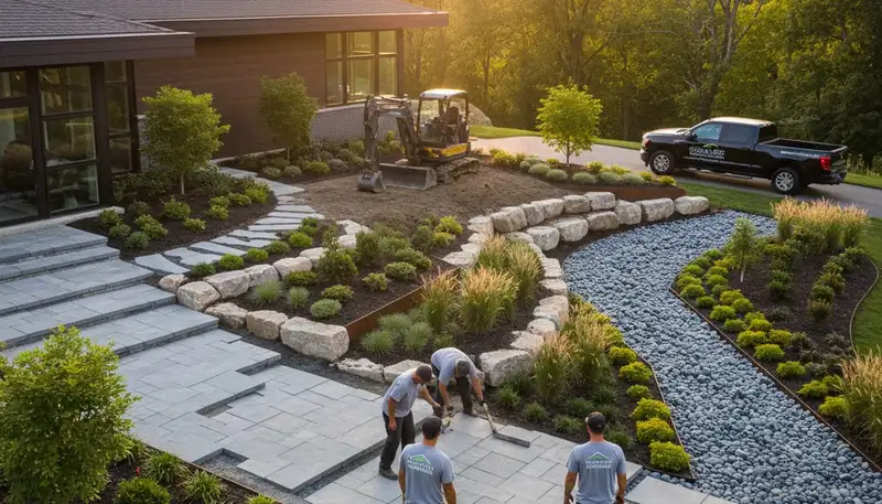 Landscaping crew serving Cleveland, OH with professional lawn care and outdoor maintenance services