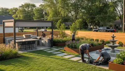 Landscaping crew serving Cleveland, OH with professional lawn care and property maintenance