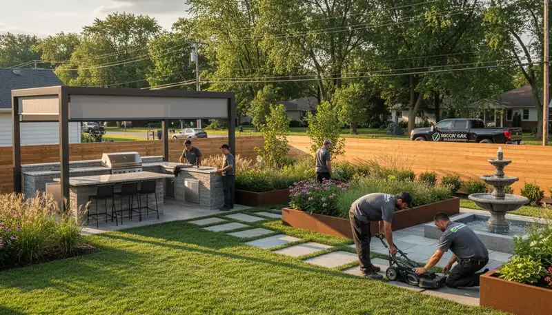 Landscaping crew serving Cleveland, OH with professional lawn care and property maintenance