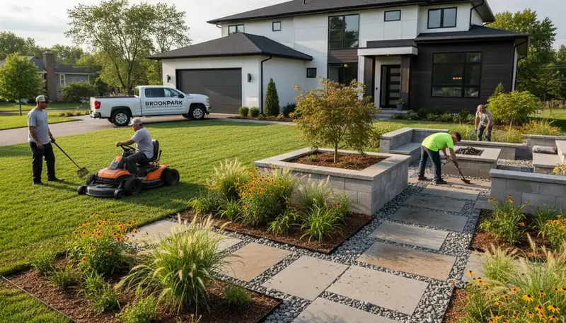 Landscape maintenance team serving Cleveland, OH with professional lawn care services