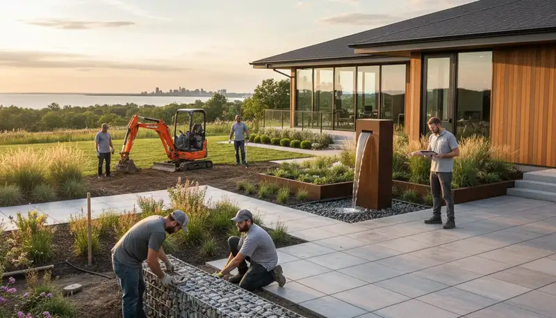 Landscaping team serving Cleveland, OH with professional lawn care and outdoor property maintenance