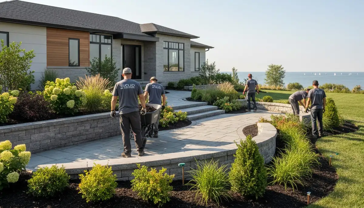 Landscaping crew providing lawn care and landscape services in Cleveland, OH