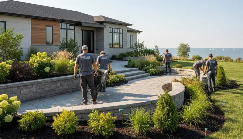Landscaping crew providing lawn care and landscape services in Cleveland, OH
