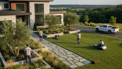 Landscaping crew serving Cleveland, OH with professional lawn and landscape maintenance services