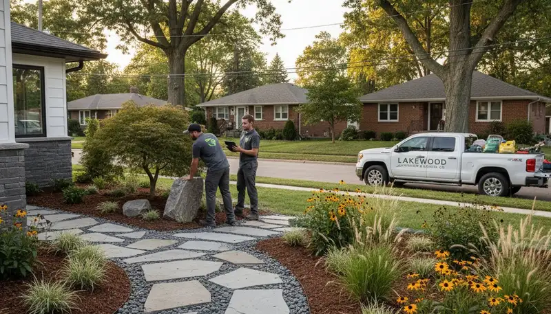 Landscaping crew serving Cleveland, OH with professional lawn and landscape maintenance