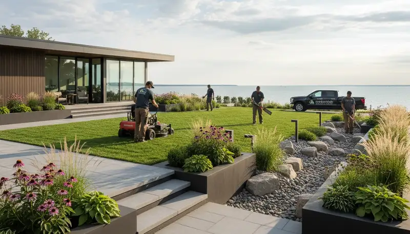 Landscaping crew provides professional lawn care services in Cleveland, OH
