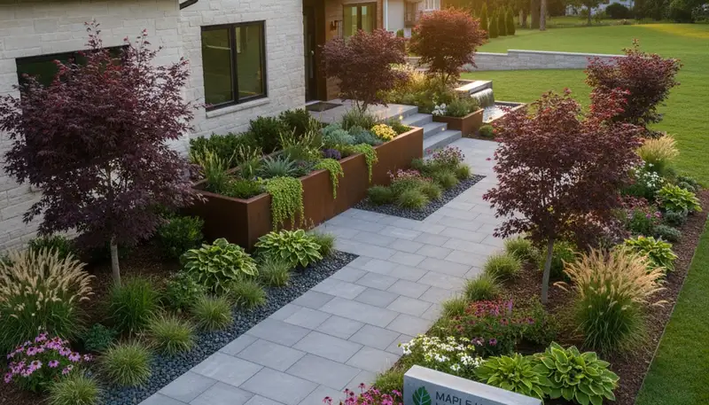 Landscaping crew providing lawn care and yard maintenance in Cleveland, OH