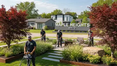 Landscaping crew providing lawn care and outdoor maintenance in Cleveland, OH