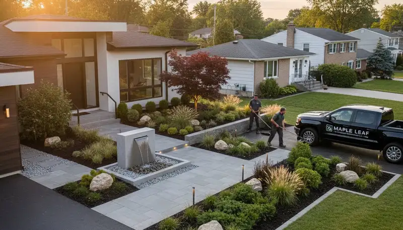 Landscaping crew in Cleveland, OH providing professional lawn and landscape services