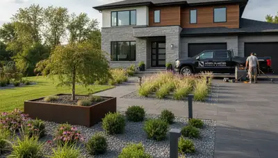 Landscaping crew providing professional lawn care in Cleveland, OH