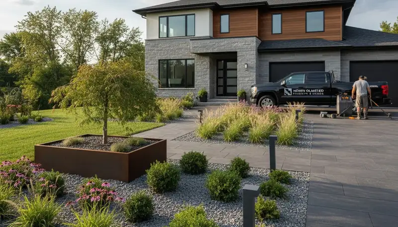 Landscaping crew providing professional lawn care in Cleveland, OH
