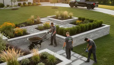 Landscaping crew serving Cleveland, OH with professional lawn and landscape maintenance services