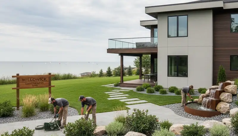 Landscaping crew serving Cleveland, OH with professional lawn and landscape maintenance services