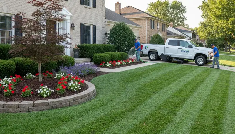 Lush, evenly mowed residential lawn in Cleveland, OH showcasing expert professional lawn maintenance